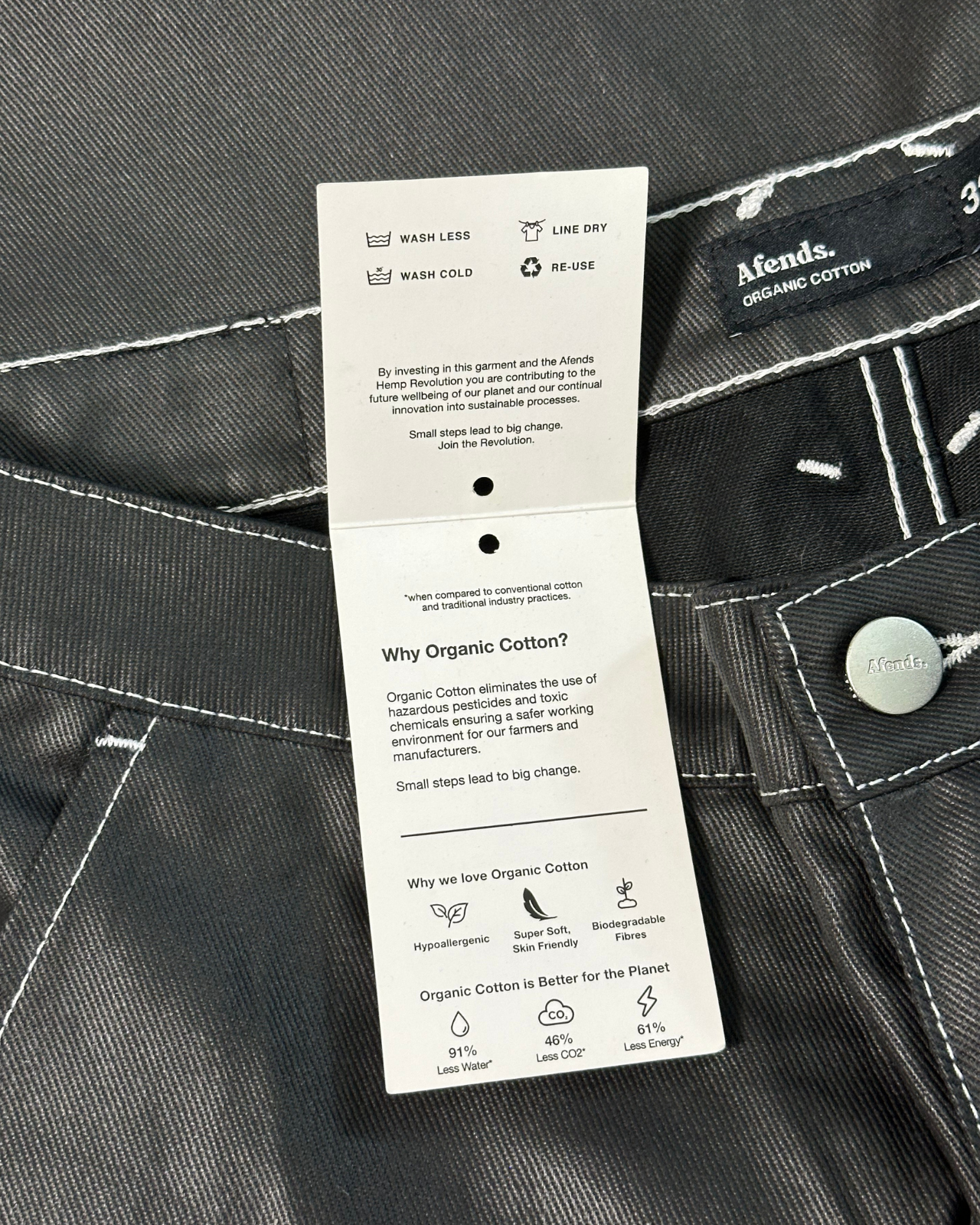 NWT - Afends Louie Coated Organic Fit Jean / Black