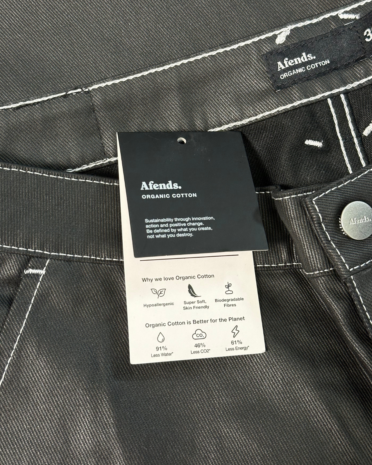 NWT - Afends Louie Coated Organic Fit Jean / Black