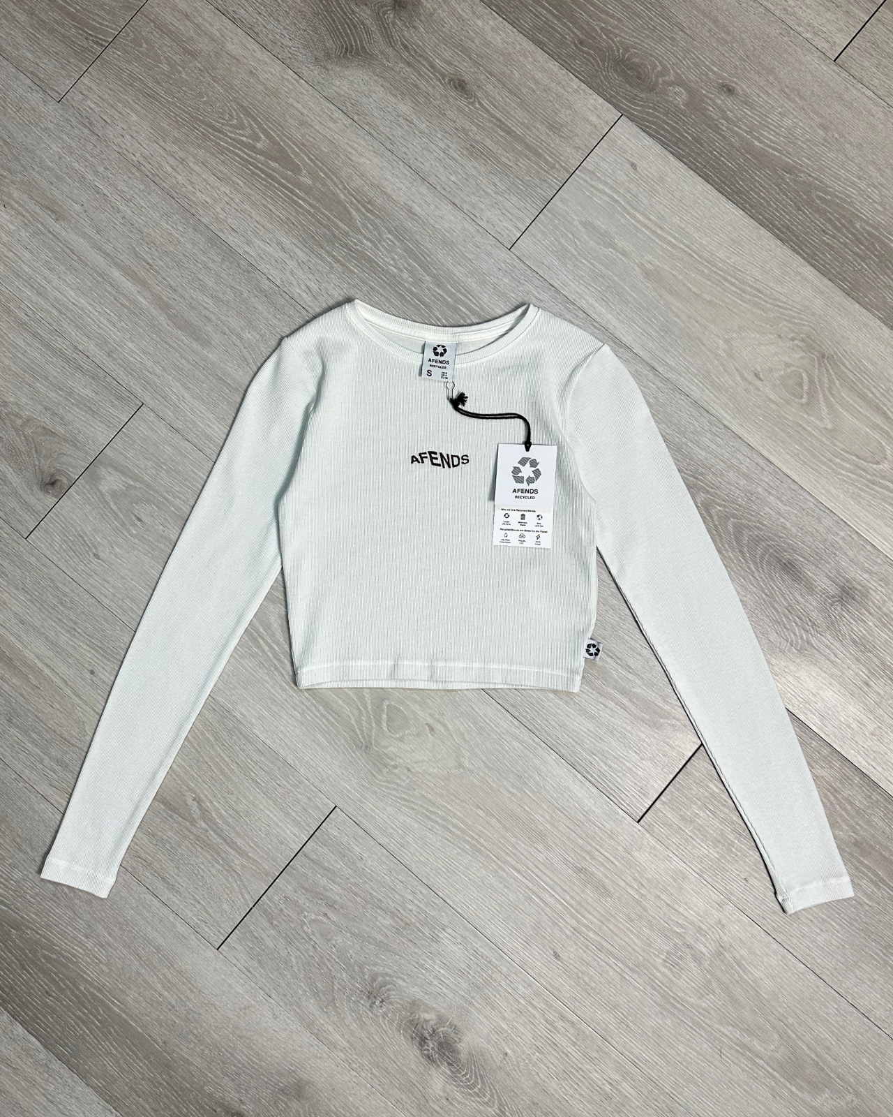 NWT - Afends Harlow Recycled Cropped Rib Long Sleeve Tee / Off White