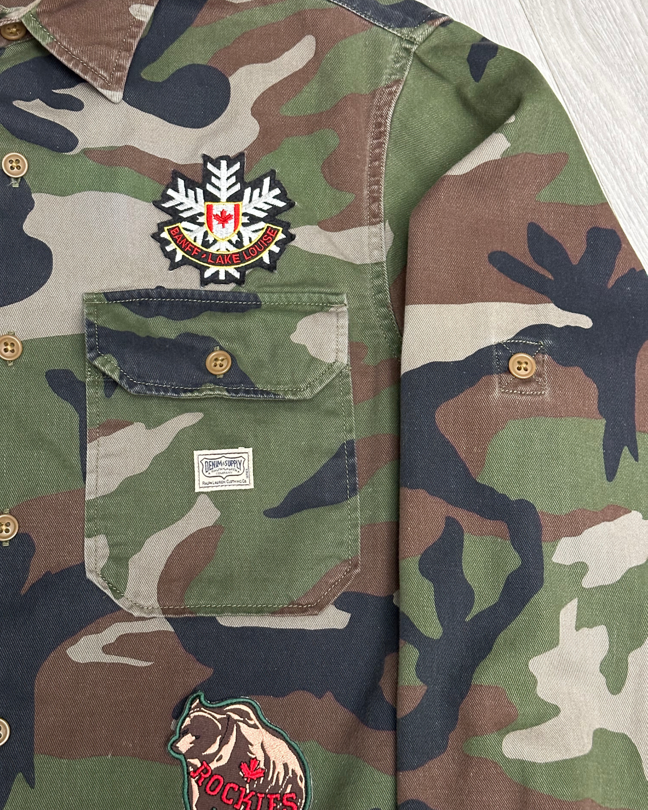 Denim & Supply Ralph Lauren Patch Camo Button-Up Shirt - Size S