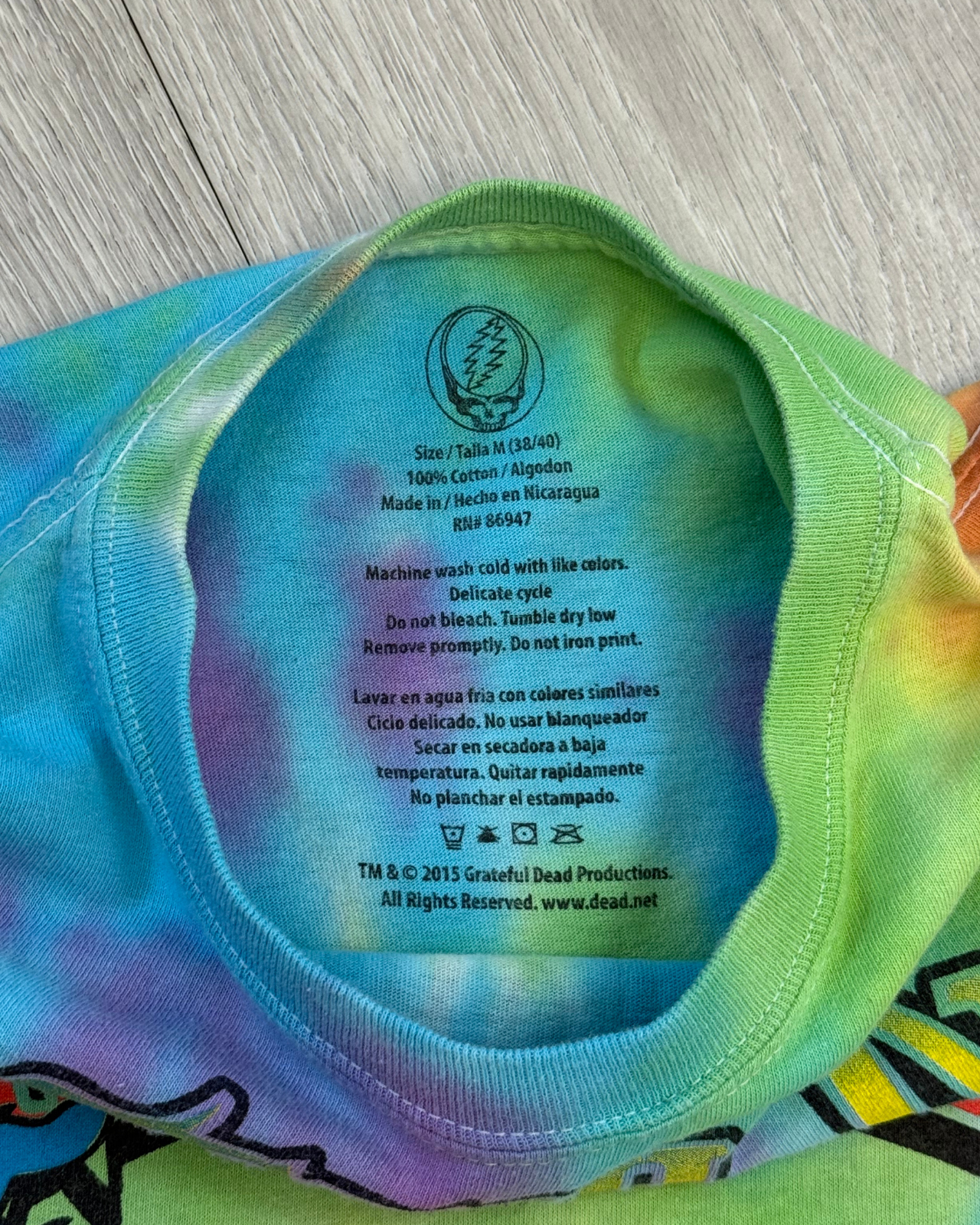 '15 Grateful Dead Dancing Bears Tie-Dye T-Shirt - Size M