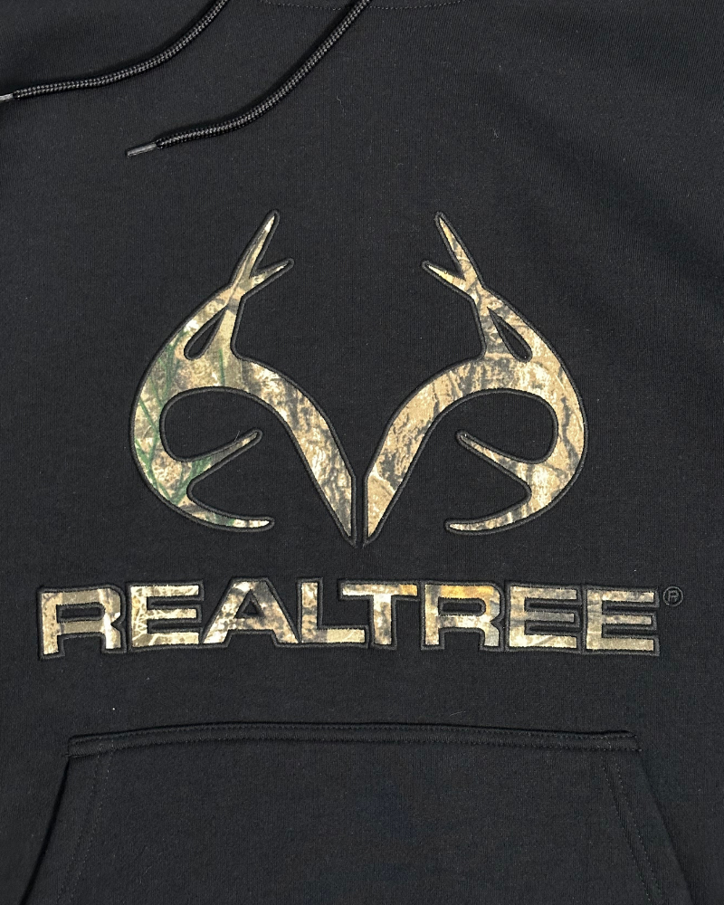 RealTree Camo Logo Black Hoodie - Size L