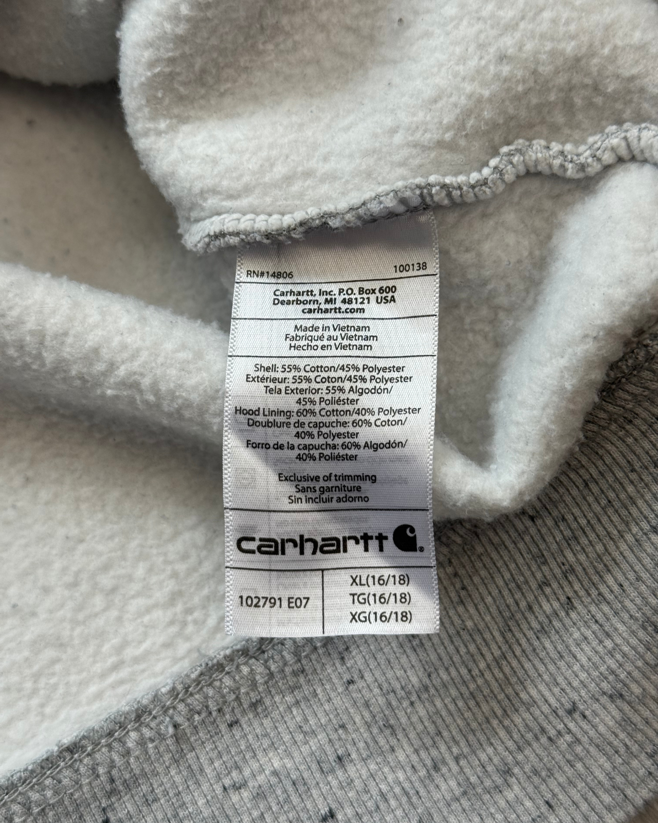 Carhartt Relaxed Fit Women's Grey Hoodie - Size XL