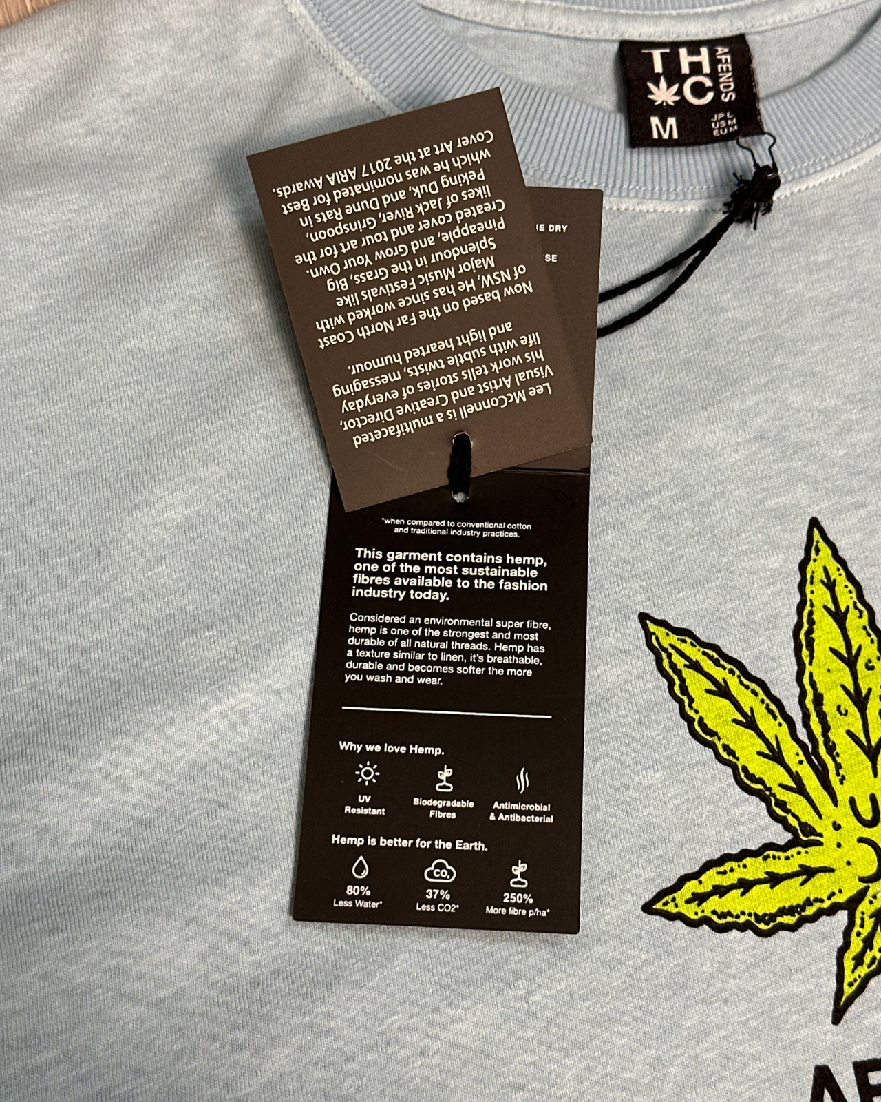 NWT - Afends Coasting Hemp Retro Fit Tee / Sky Blue