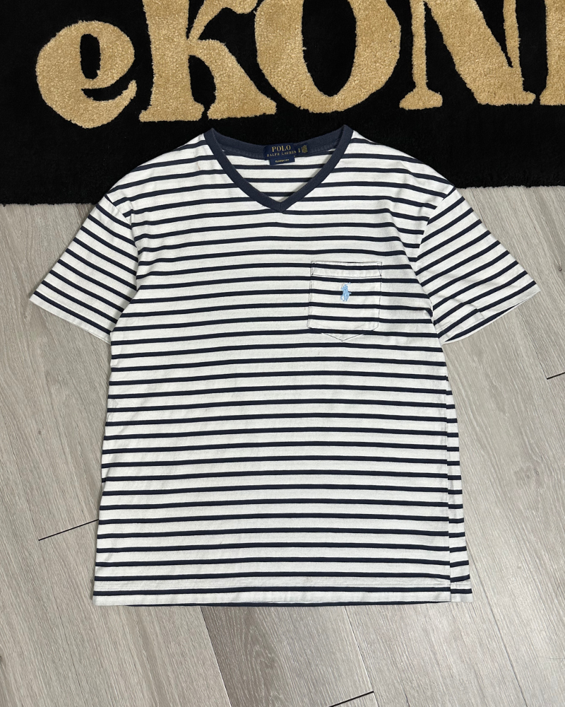 Polo Ralph Lauren Striped V-Neck Pocket T-Shirt - Size S