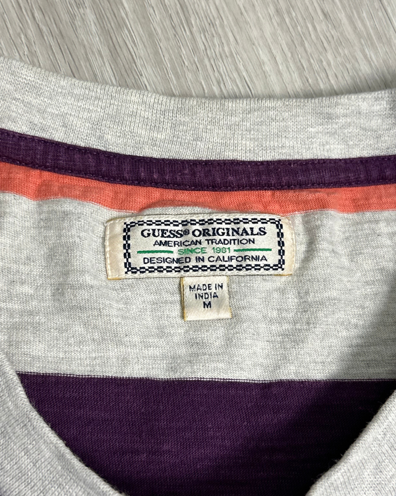 Guess Originals Rainbow Large Striped T-Shirt - Size M