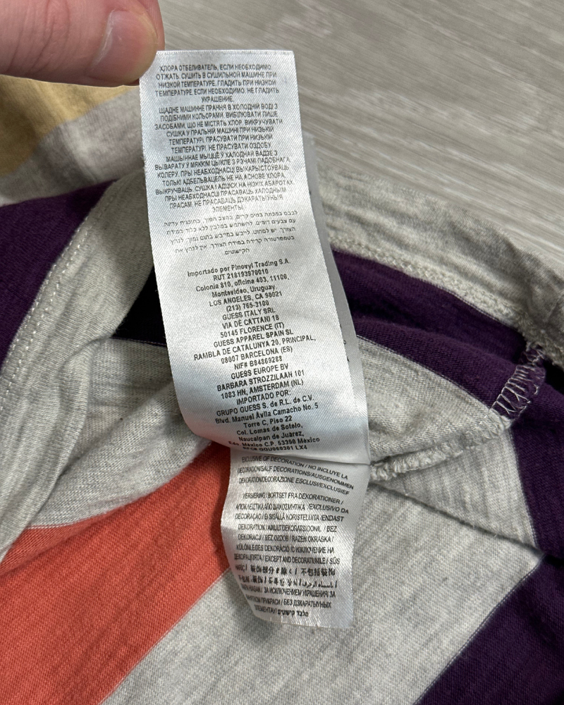 Guess Originals Rainbow Large Striped T-Shirt - Size M