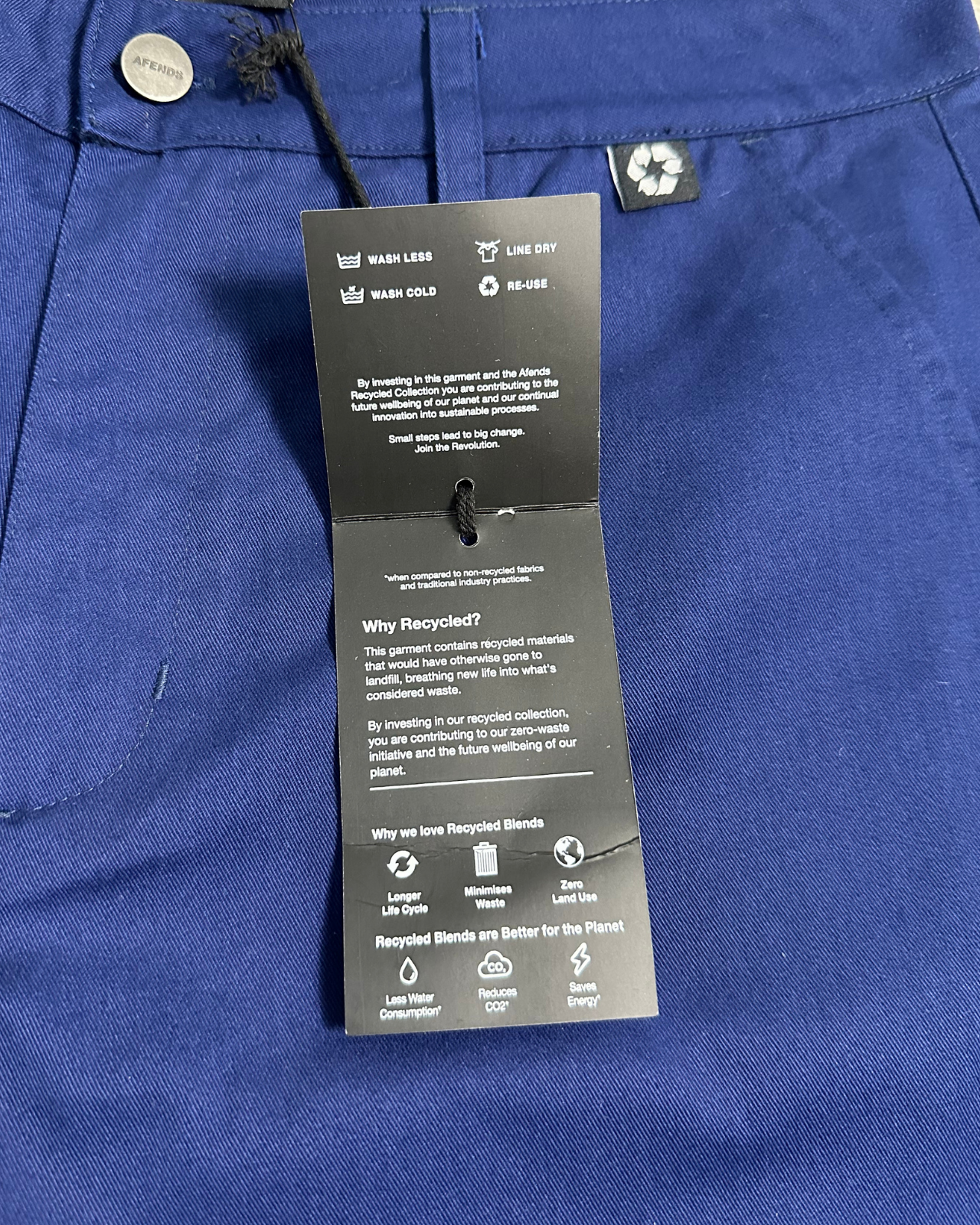 NWT - Afends Ninety Two's Recycled Fixed Waist Short / Seaport