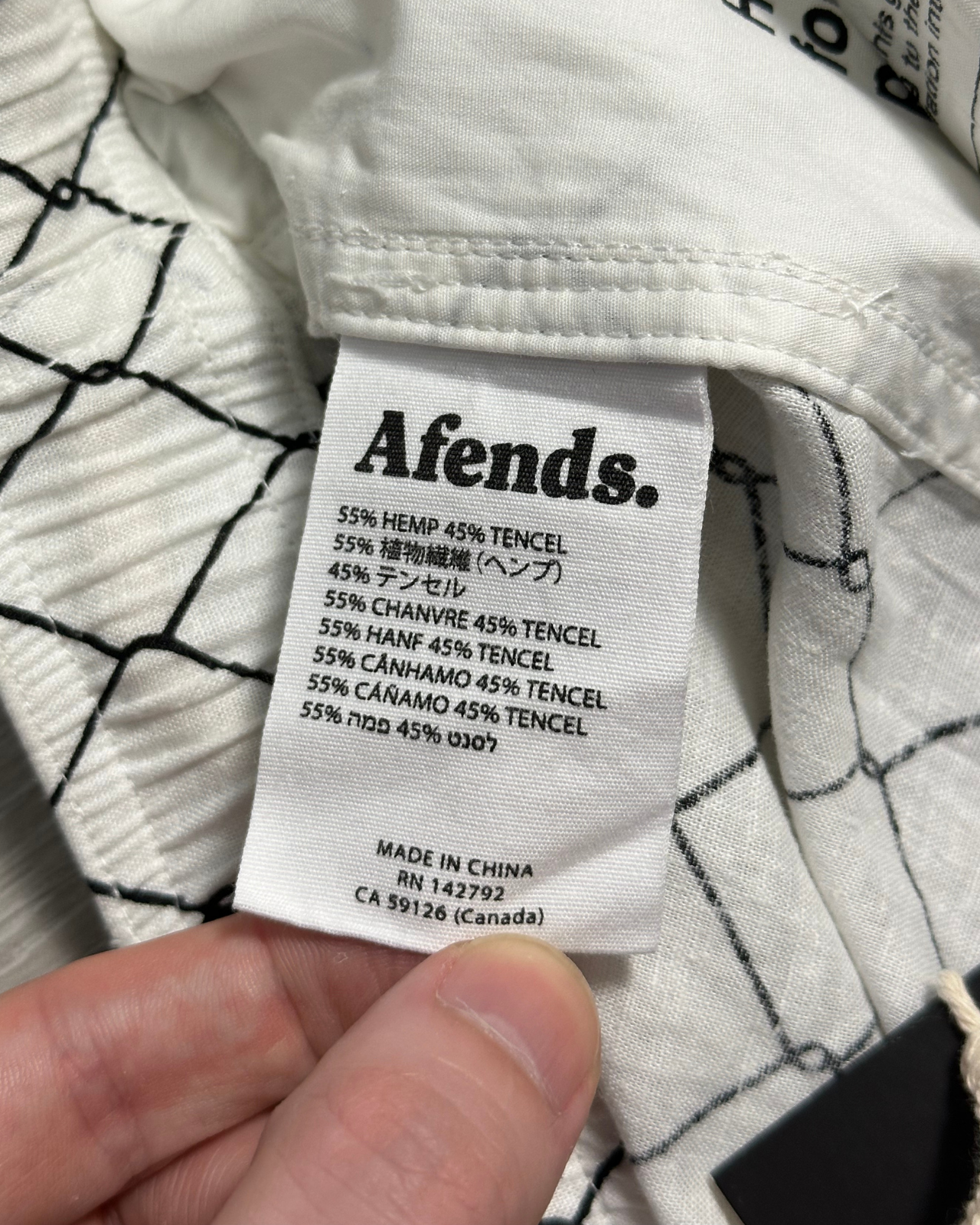 NWT - Afends Wired Ninety Eights Hemp Short / White