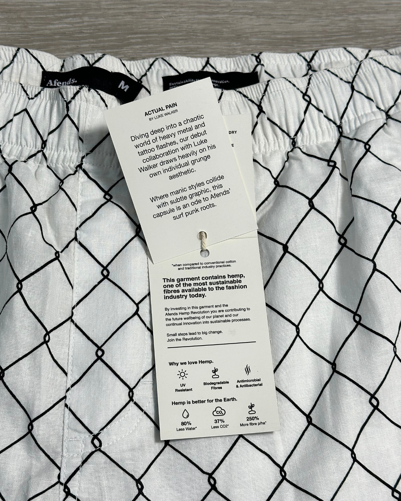 NWT - Afends Wired Ninety Eights Hemp Short / White