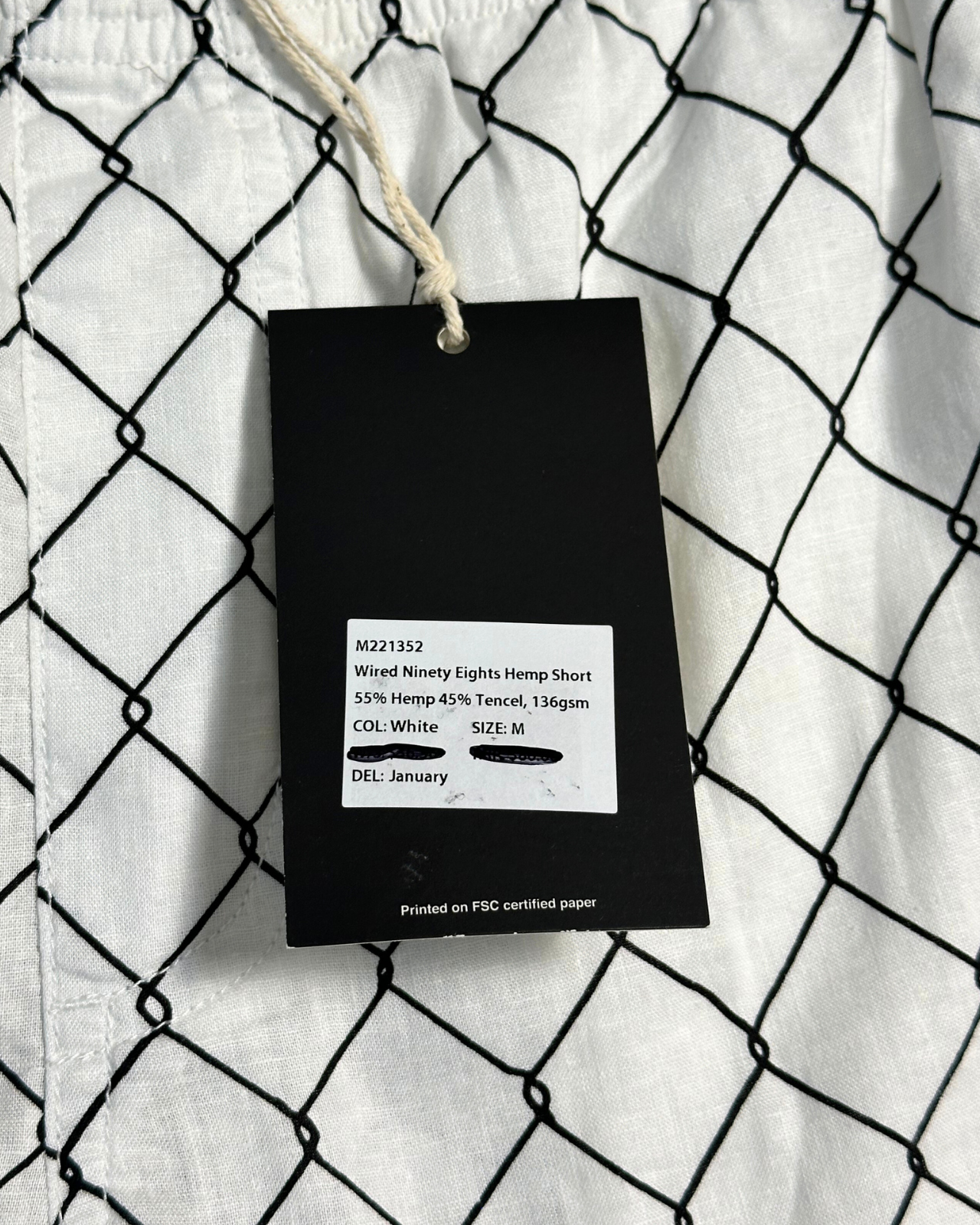 NWT - Afends Wired Ninety Eights Hemp Short / White