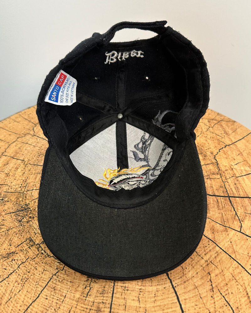 Vintage Biker To The Bone Skull Flame Cap Hat