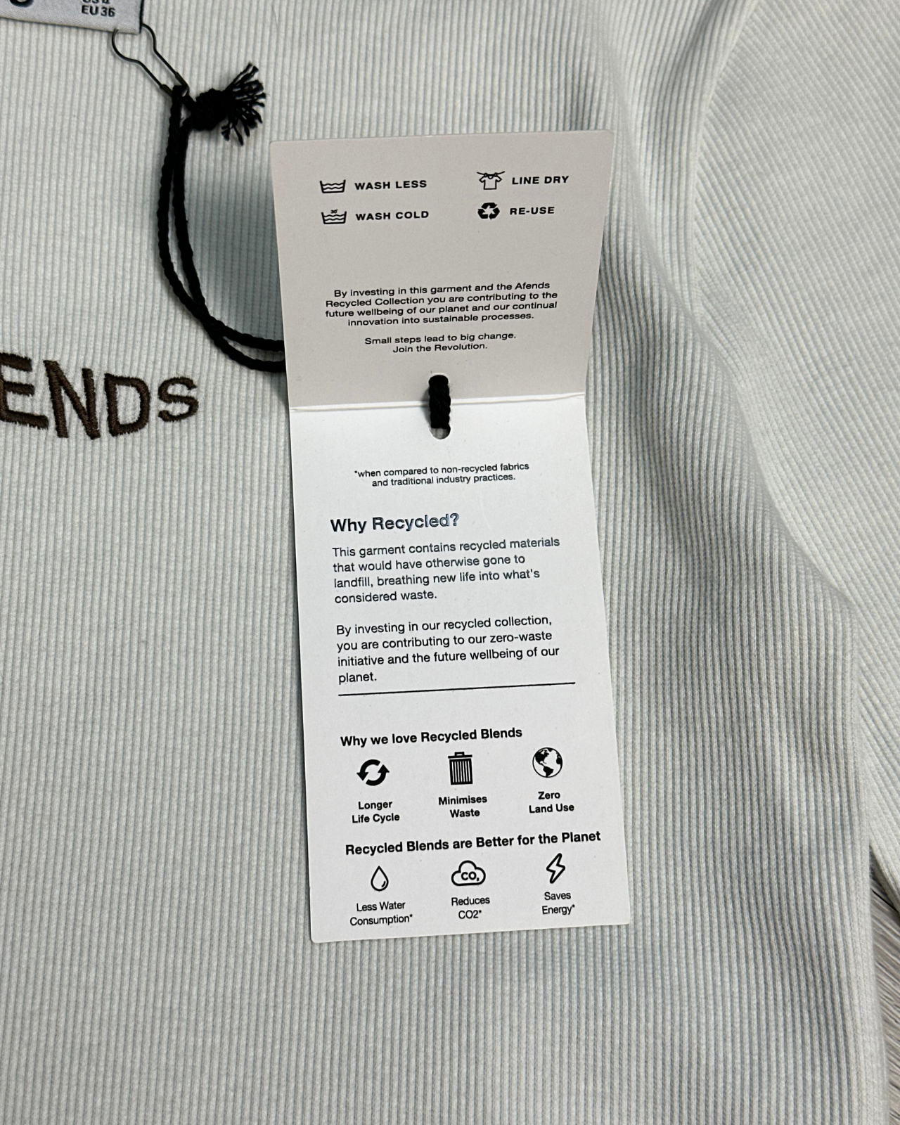 NWT - Afends Harlow Recycled Cropped Rib Long Sleeve Tee / Off White