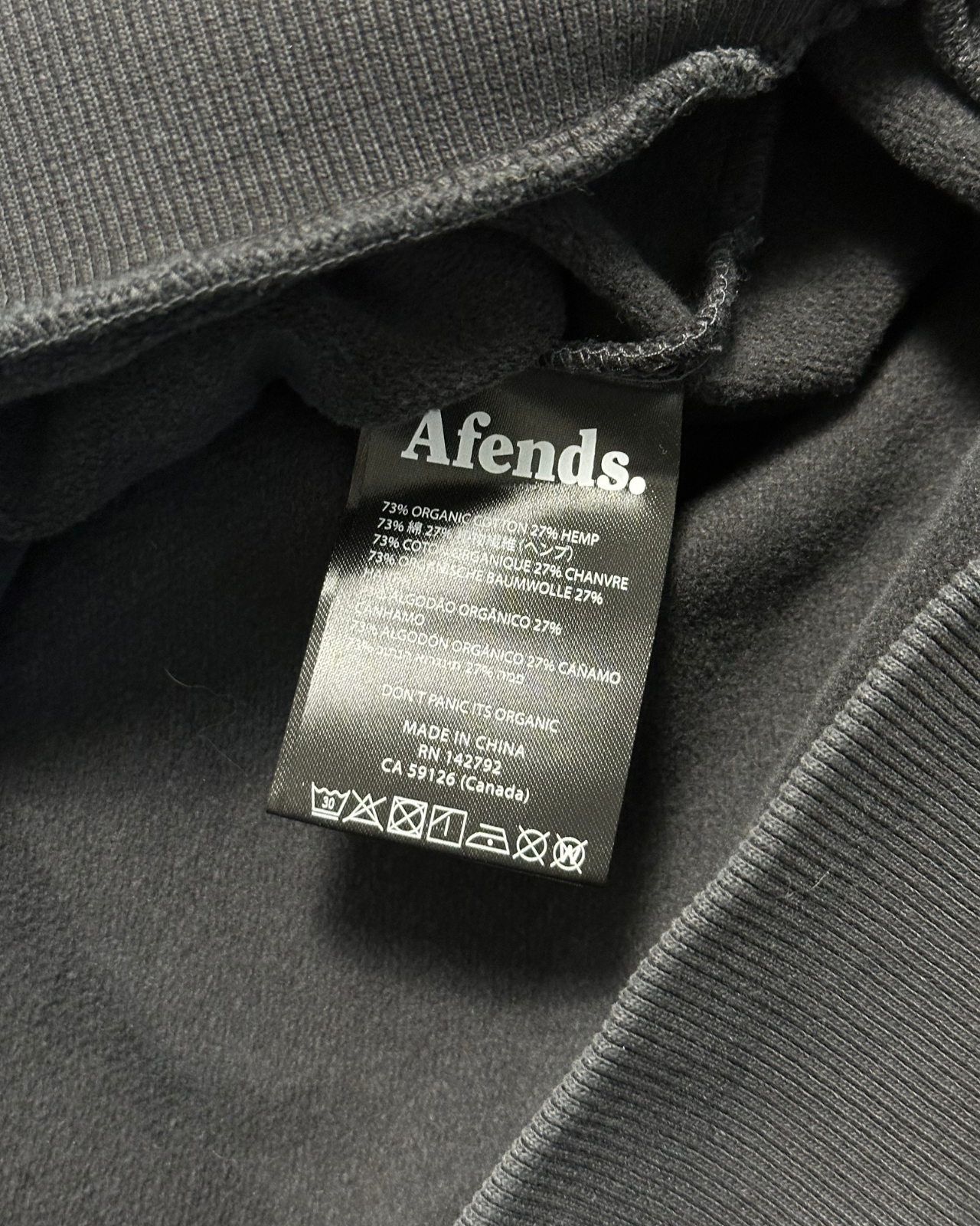 NWT - Afends House Arrest Hemp Hoodie / Faded Black