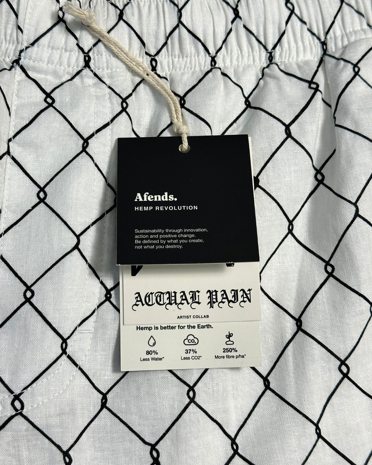 NWT - Afends Wired Ninety Eights Hemp Short / White