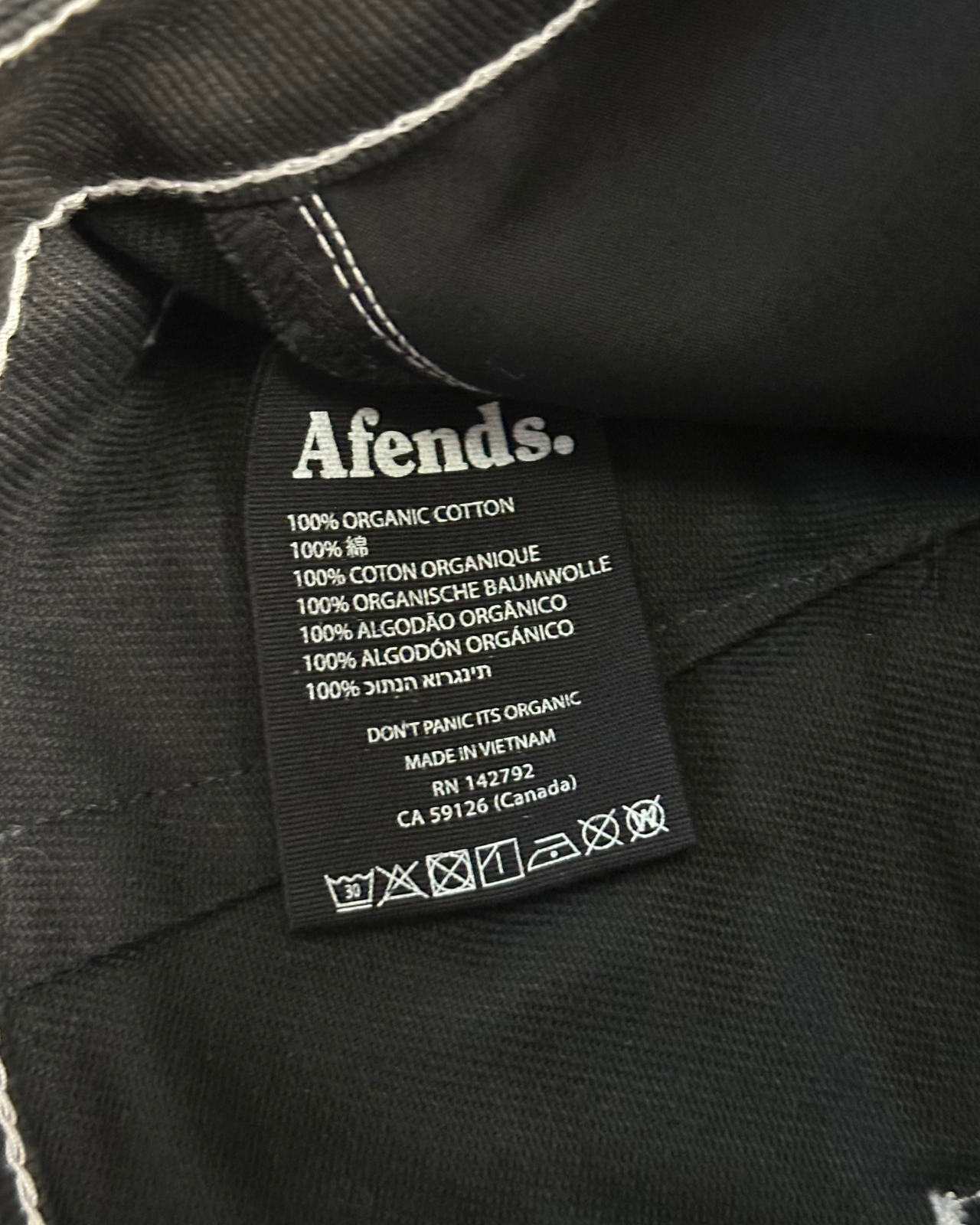 NWT - Afends Shelby Organic Denim Coated Cut Off Short / Black