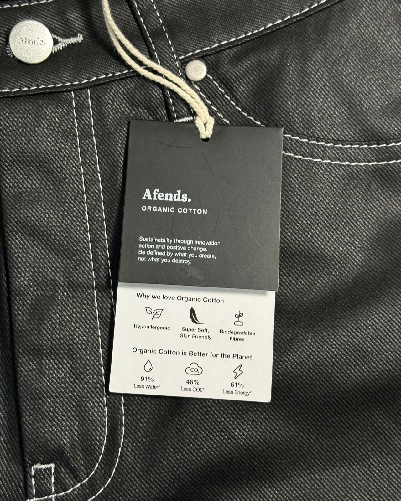 NWT - Afends Shelby Organic Denim Coated Cut Off Short / Black