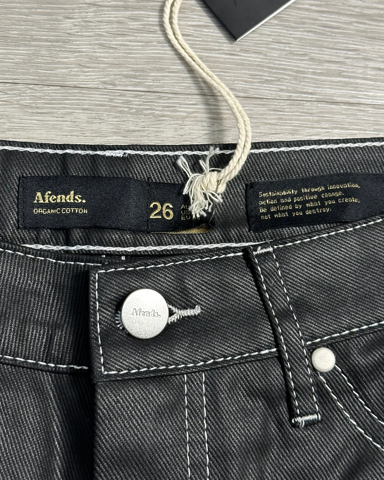 NWT - Afends Shelby Organic Denim Coated Cut Off Short / Black