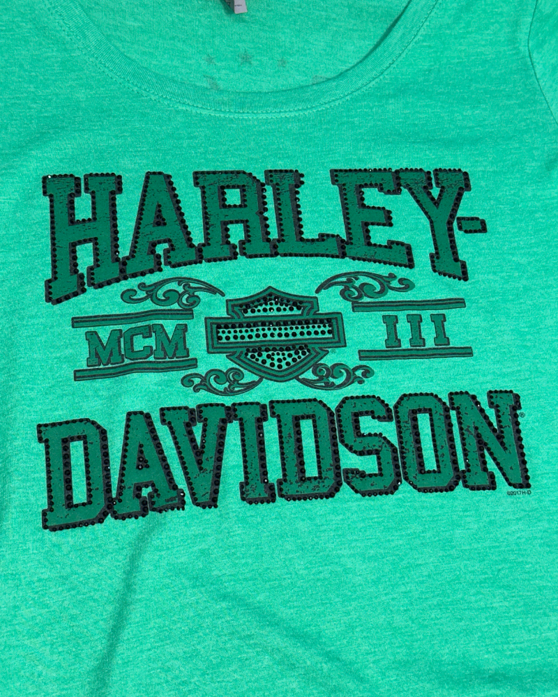 '17 Harley Davidson Bellevue Washington Rhinestone Women's T-Shirt - Size L