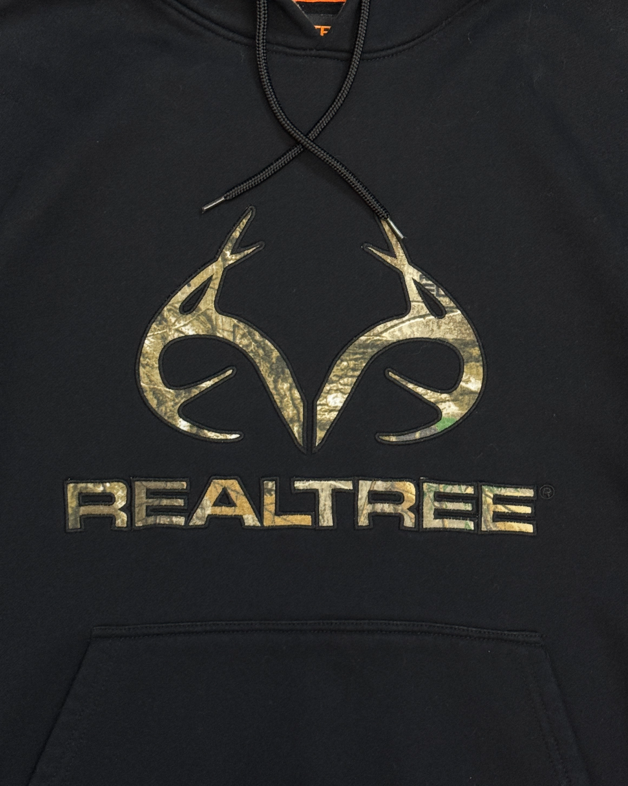 RealTree Camo Logo Black Hoodie - Size XL