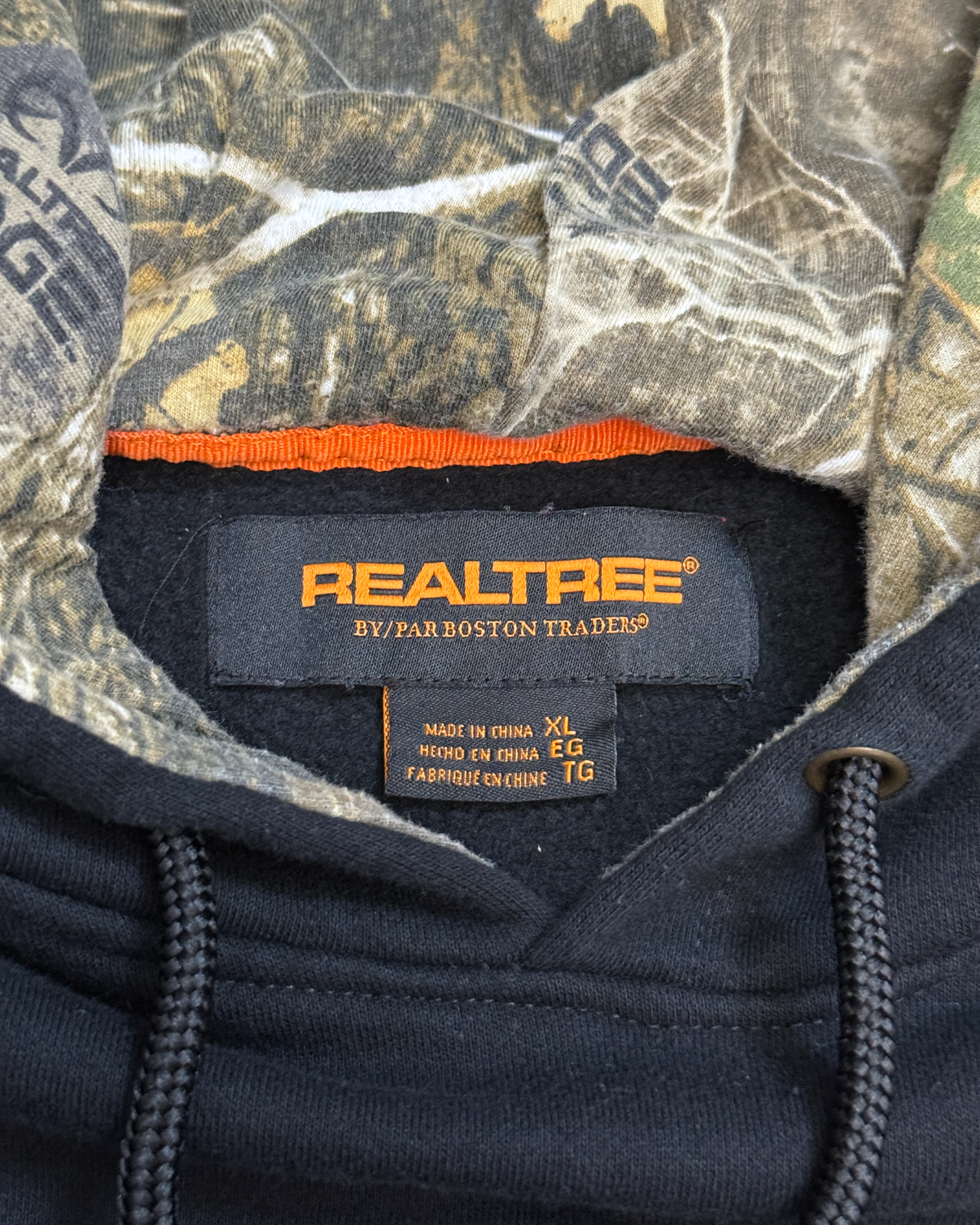 RealTree Camo Logo Black Hoodie - Size XL