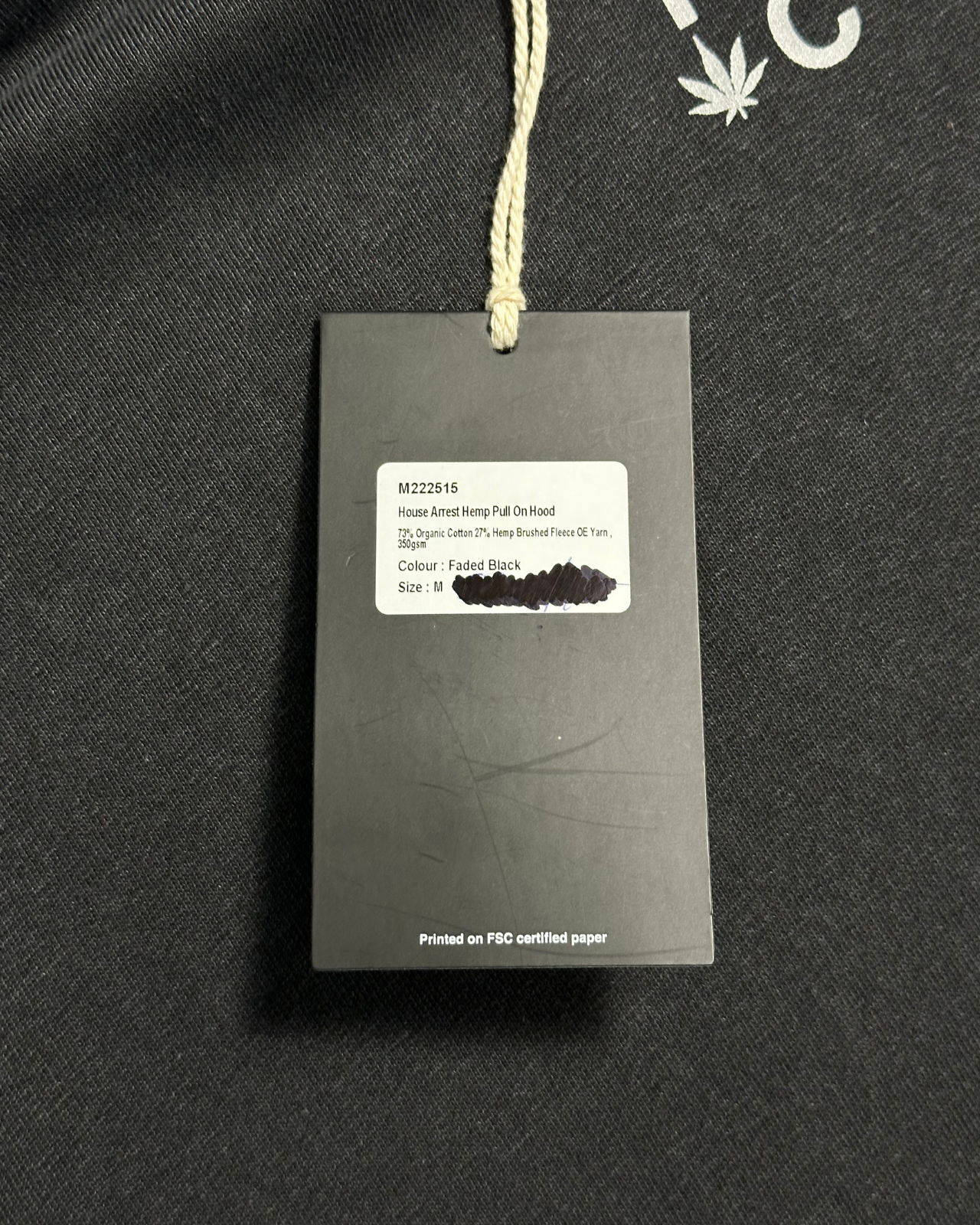 NWT - Afends House Arrest Hemp Hoodie / Faded Black