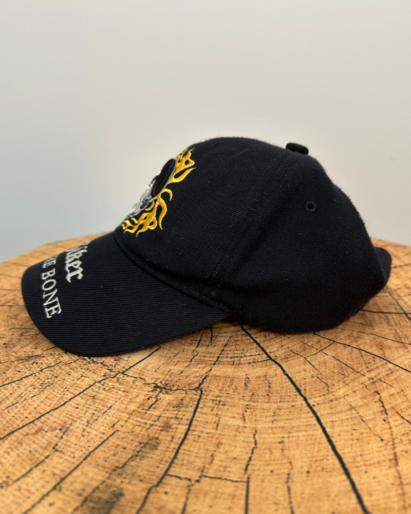 Vintage Biker To The Bone Skull Flame Cap Hat