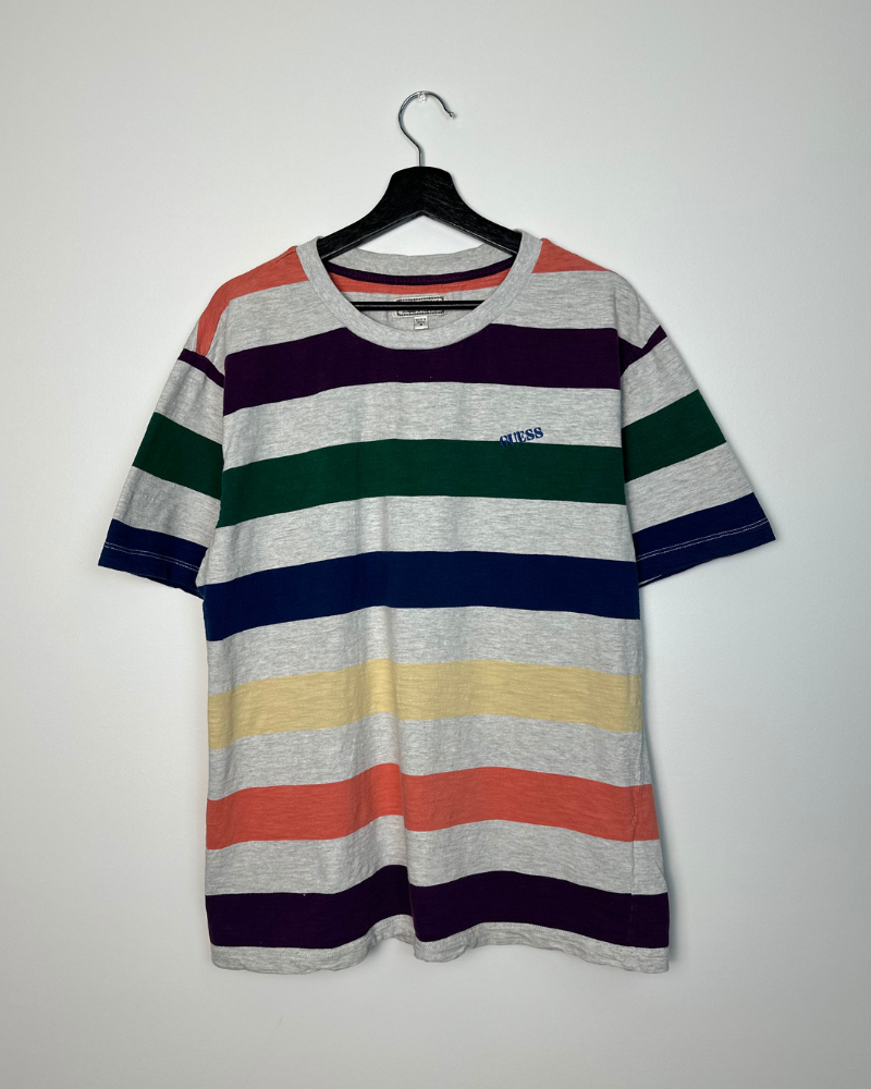 Guess Originals Rainbow Large Striped T-Shirt - Size M