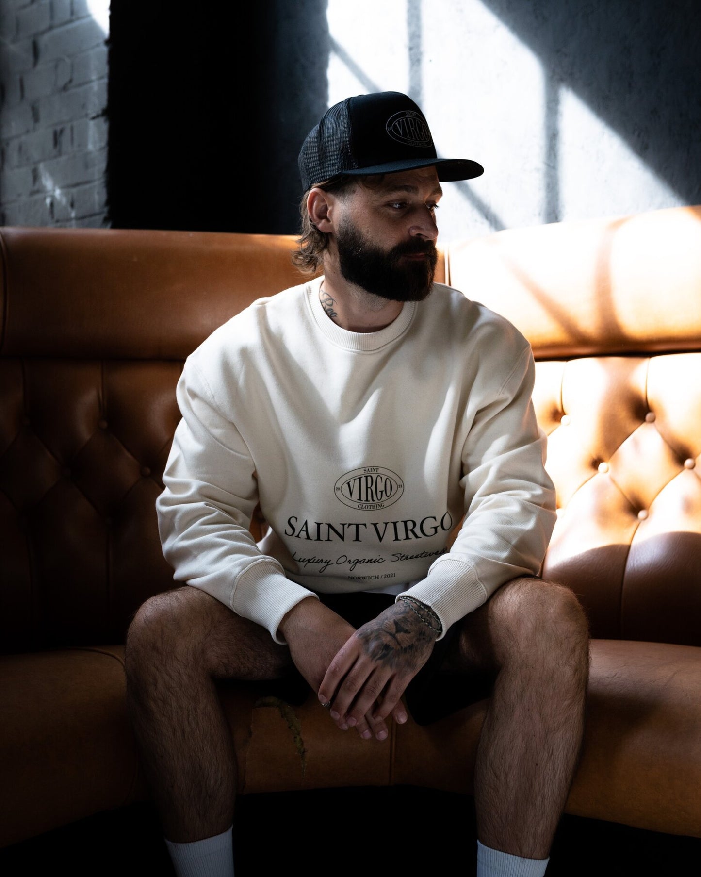 New - Saint Virgo Luxury Crest Sweatshirt - Cream