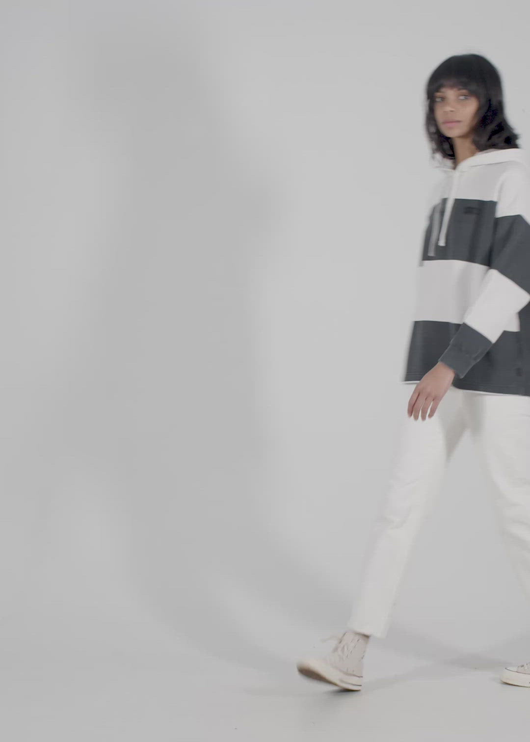 Load and play video in Gallery viewer, NWT - Afends Disorder Organic Hooded Sweatshirt / Off White