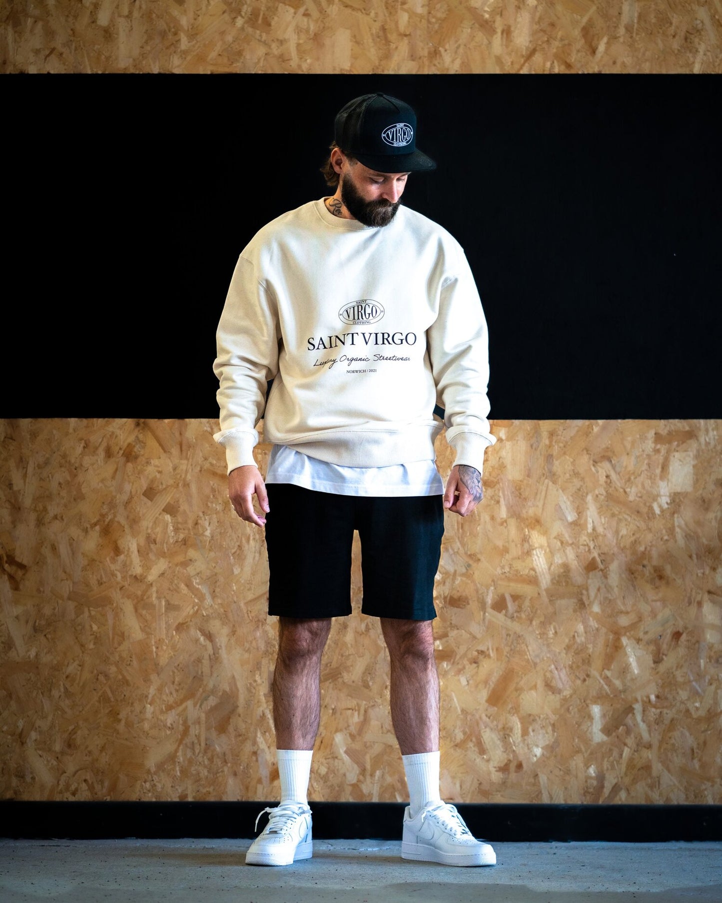 New - Saint Virgo Luxury Crest Sweatshirt - Cream