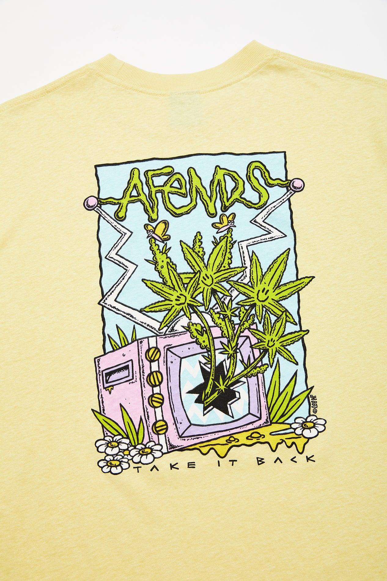 NWT - Afends Take It Back Hemp Retro Fit Tee / Citron
