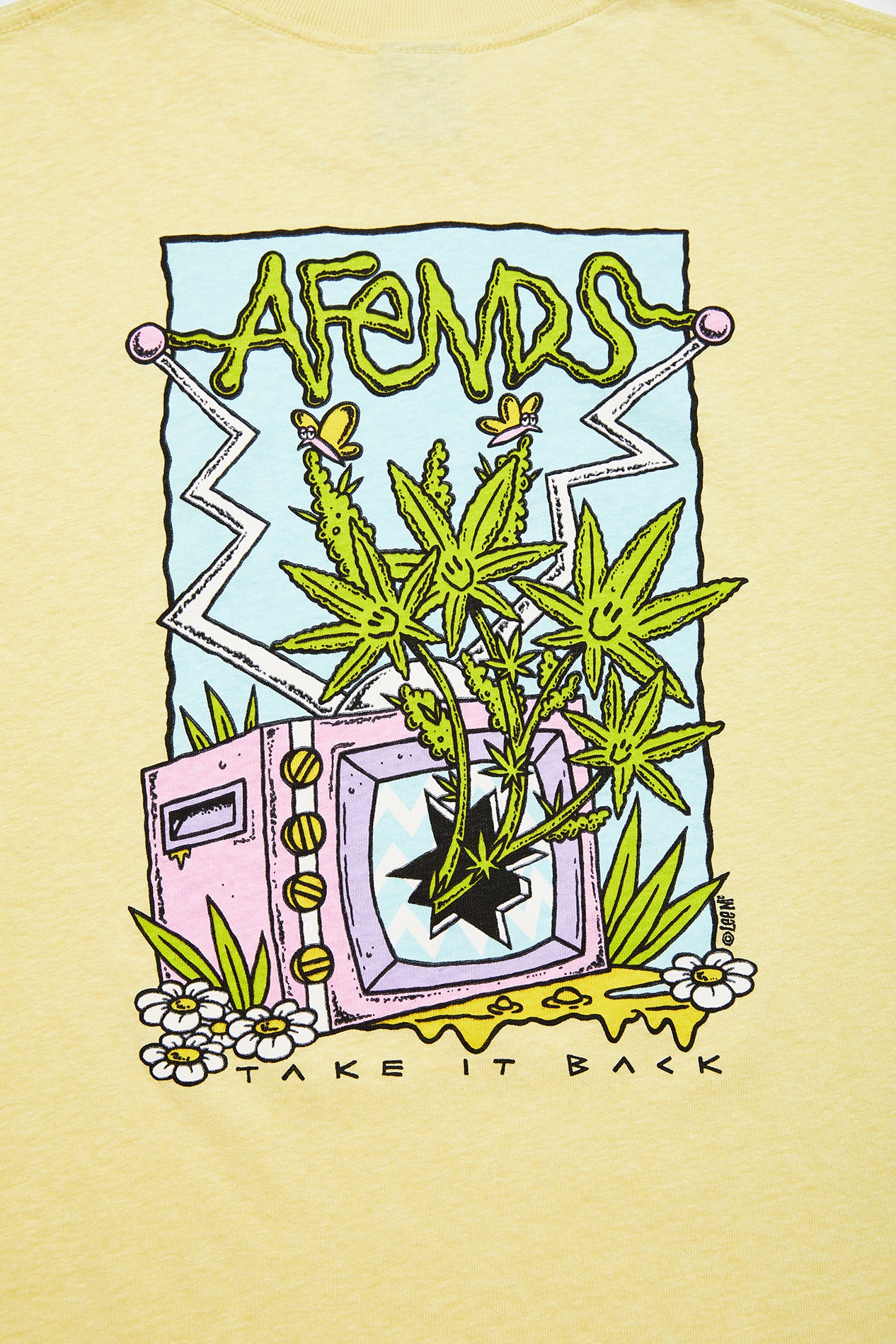 NWT - Afends Take It Back Hemp Retro Fit Tee / Citron