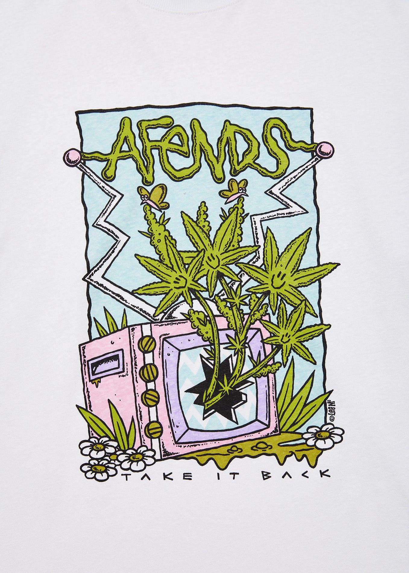 BNWT - Afends Take It Back Hemp Graphic Long Sleeve T-Shirt / White