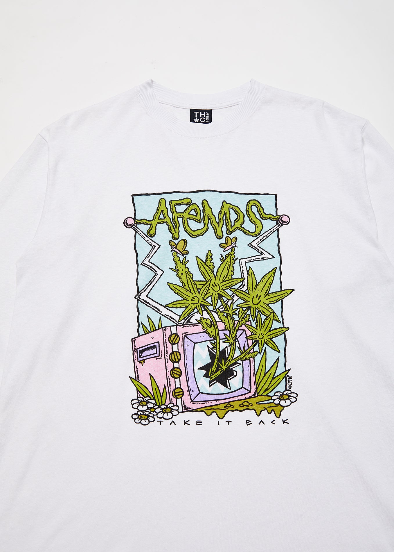 BNWT - Afends Take It Back Hemp Graphic Long Sleeve T-Shirt / White