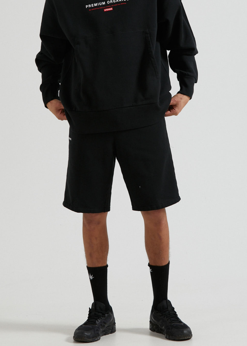 NWT - Afends Razor Unisex Organic Sweat Short / Black