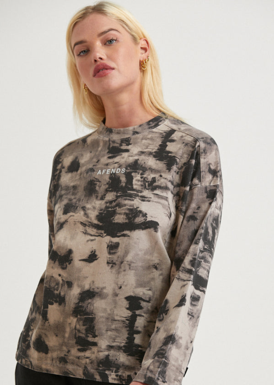 NWT - Afends Real Time Organic Weighted Crew Neck - Bone