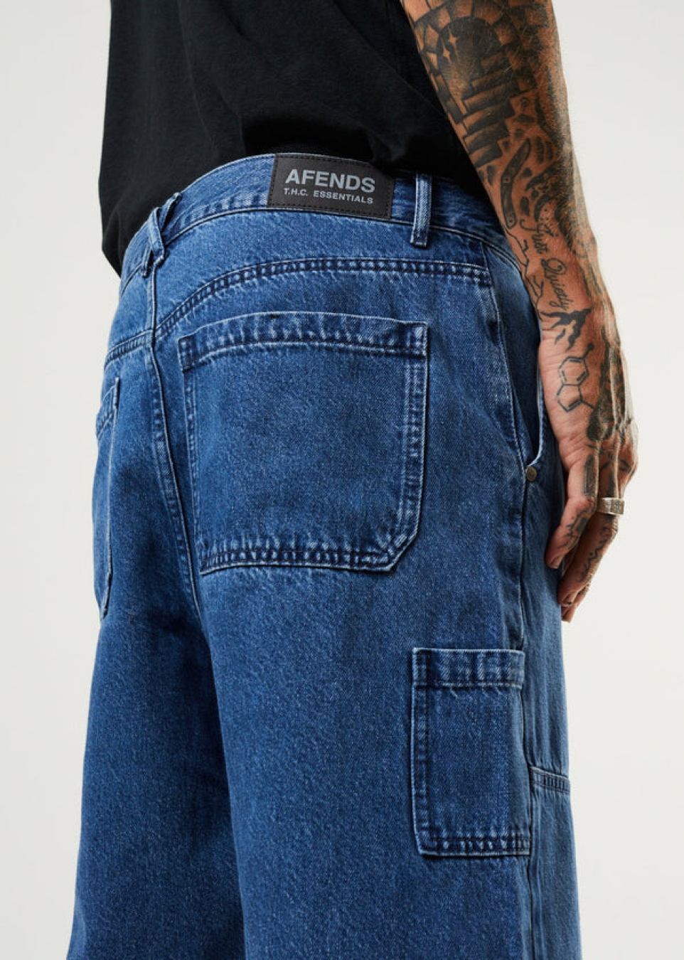 BNWT - Afends Richmond Hemp Denim Baggy Workwear Jeans / Authentic Blue