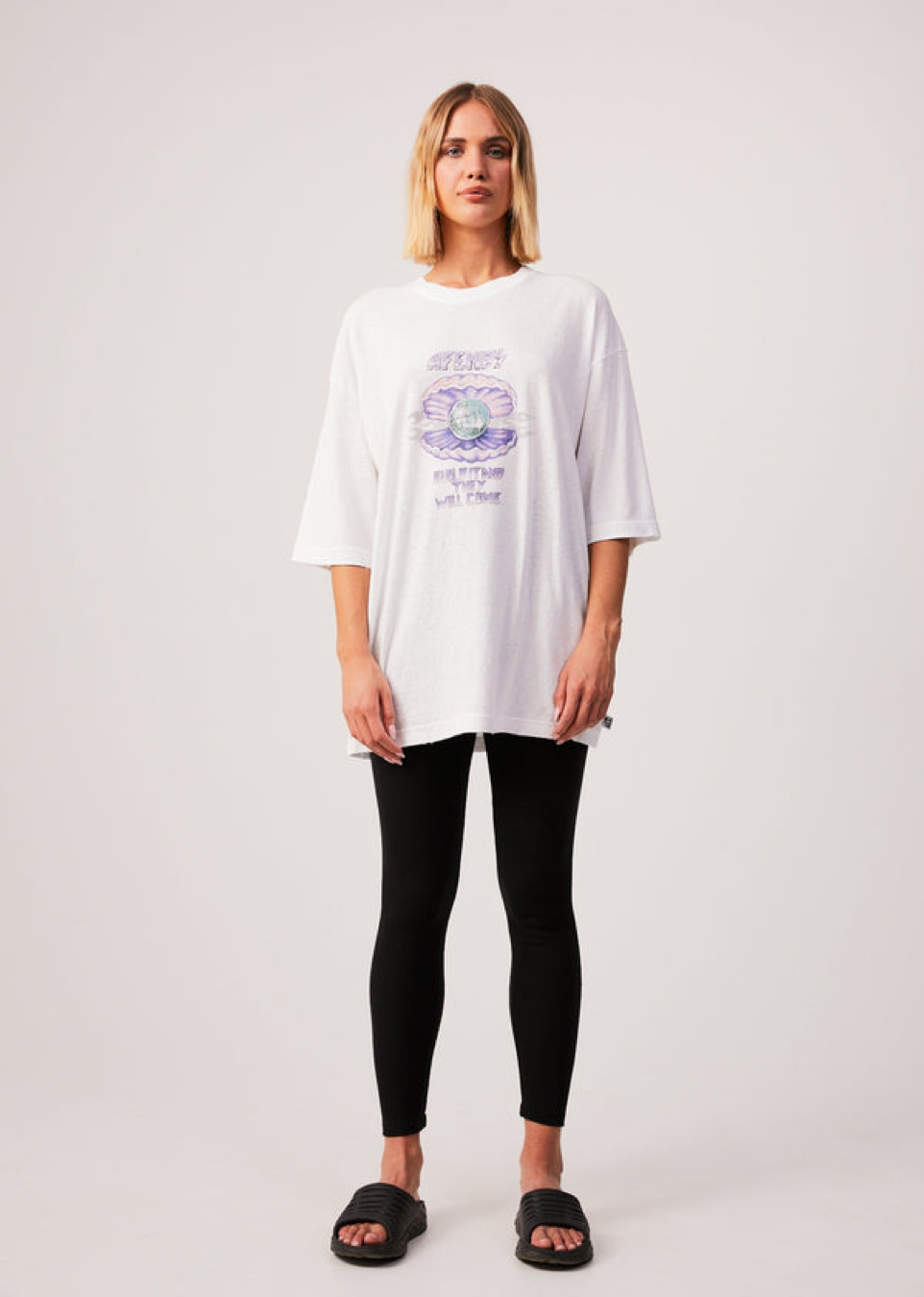 NWT - Afends Shell Hemp Oversized Tee / White