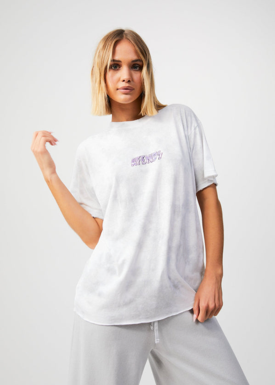 NWT - Afends Pearla Hemp Washed Oversized Tee / Smoke Wash