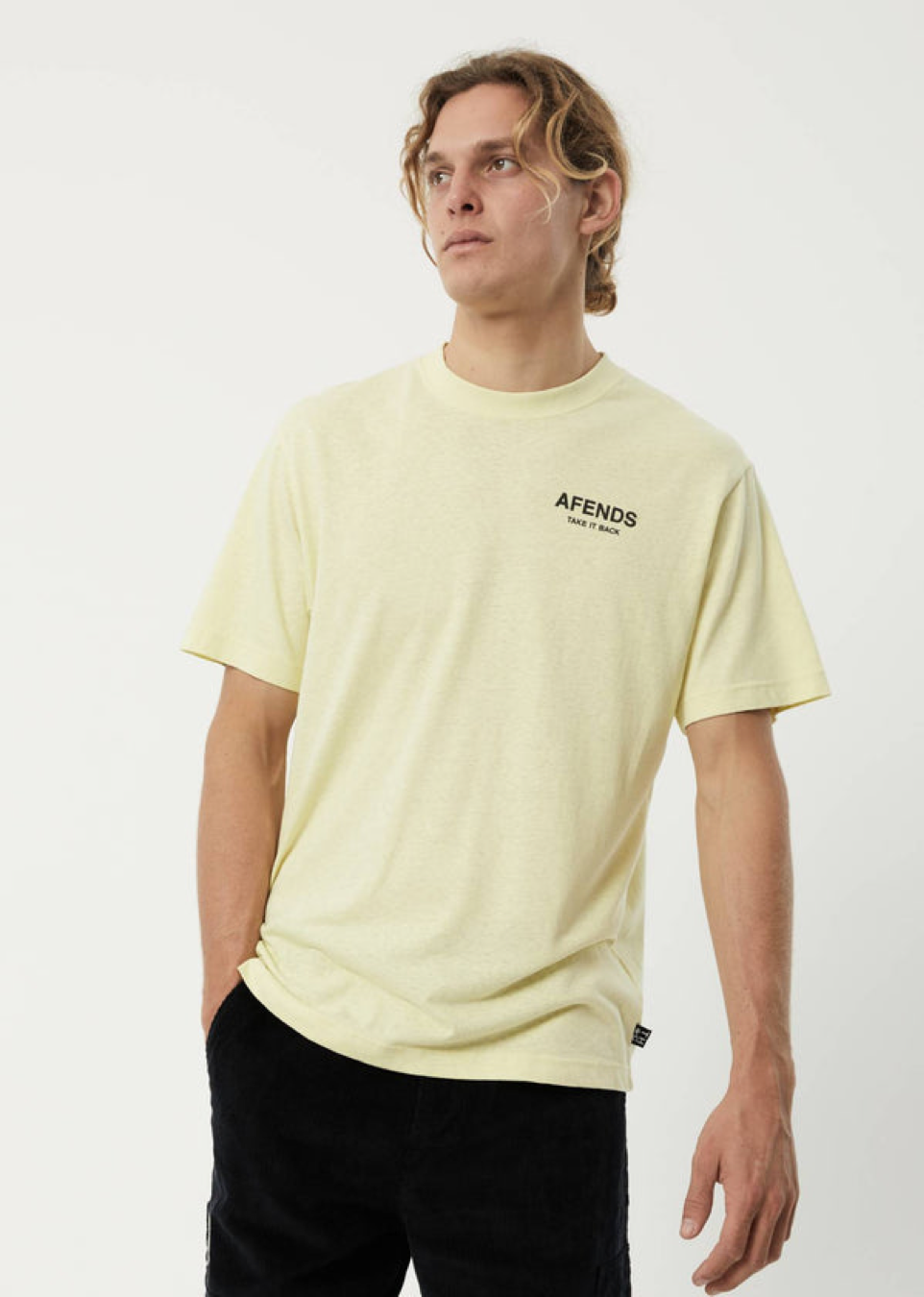 NWT - Afends Take It Back Hemp Retro Fit Tee / Citron