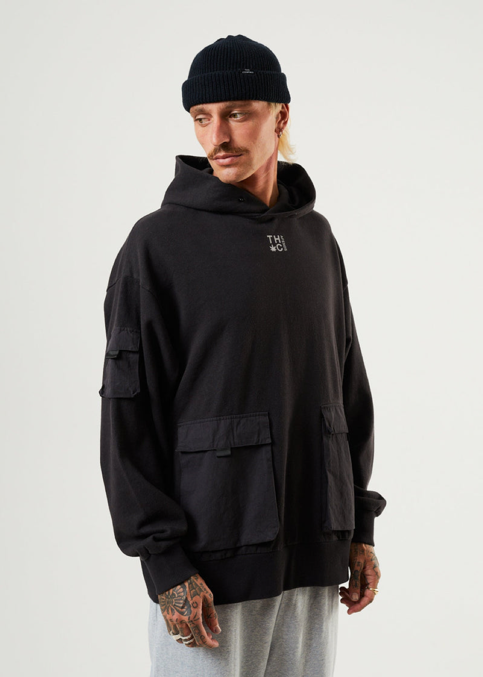 NWT - Afends House Arrest Hemp Hoodie / Faded Black