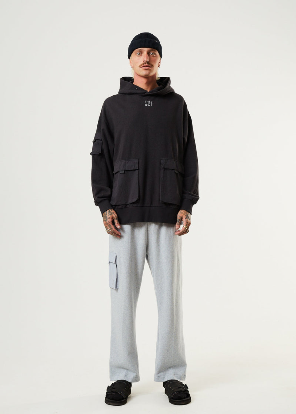 NWT - Afends House Arrest Hemp Hoodie / Faded Black