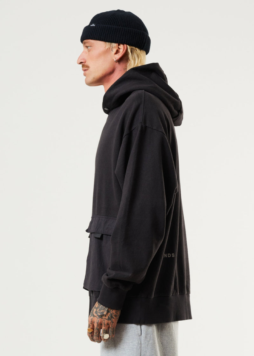 NWT - Afends House Arrest Hemp Hoodie / Faded Black
