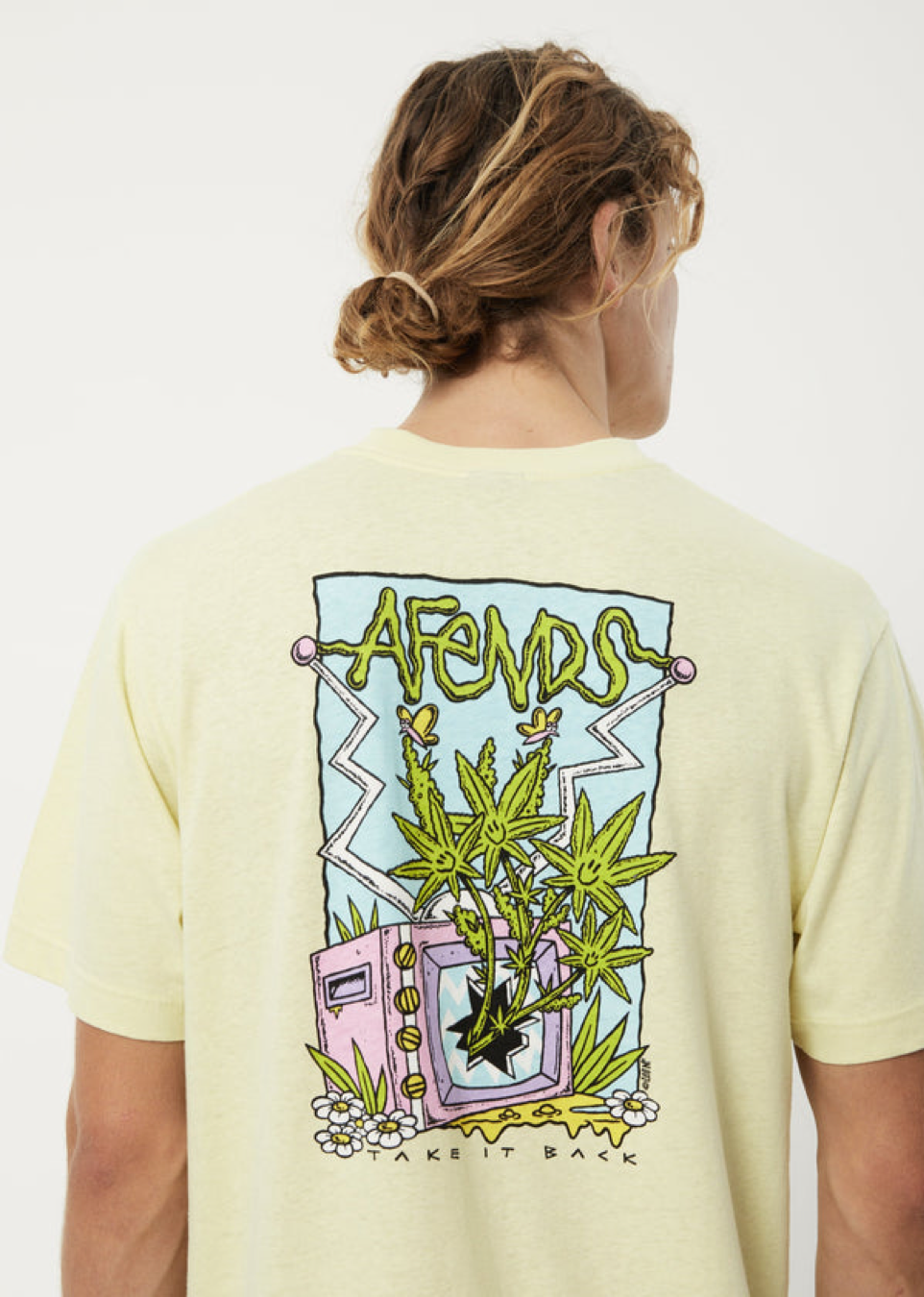 NWT - Afends Take It Back Hemp Retro Fit Tee / Citron
