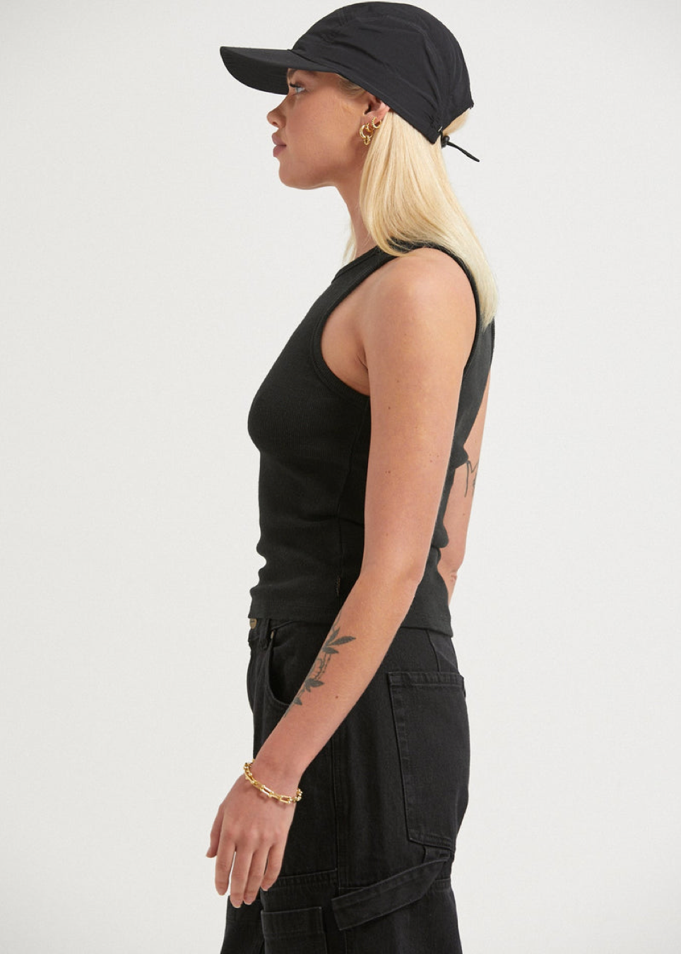 NWT - Afends Lydia - Hemp Ribbed Tank / Black