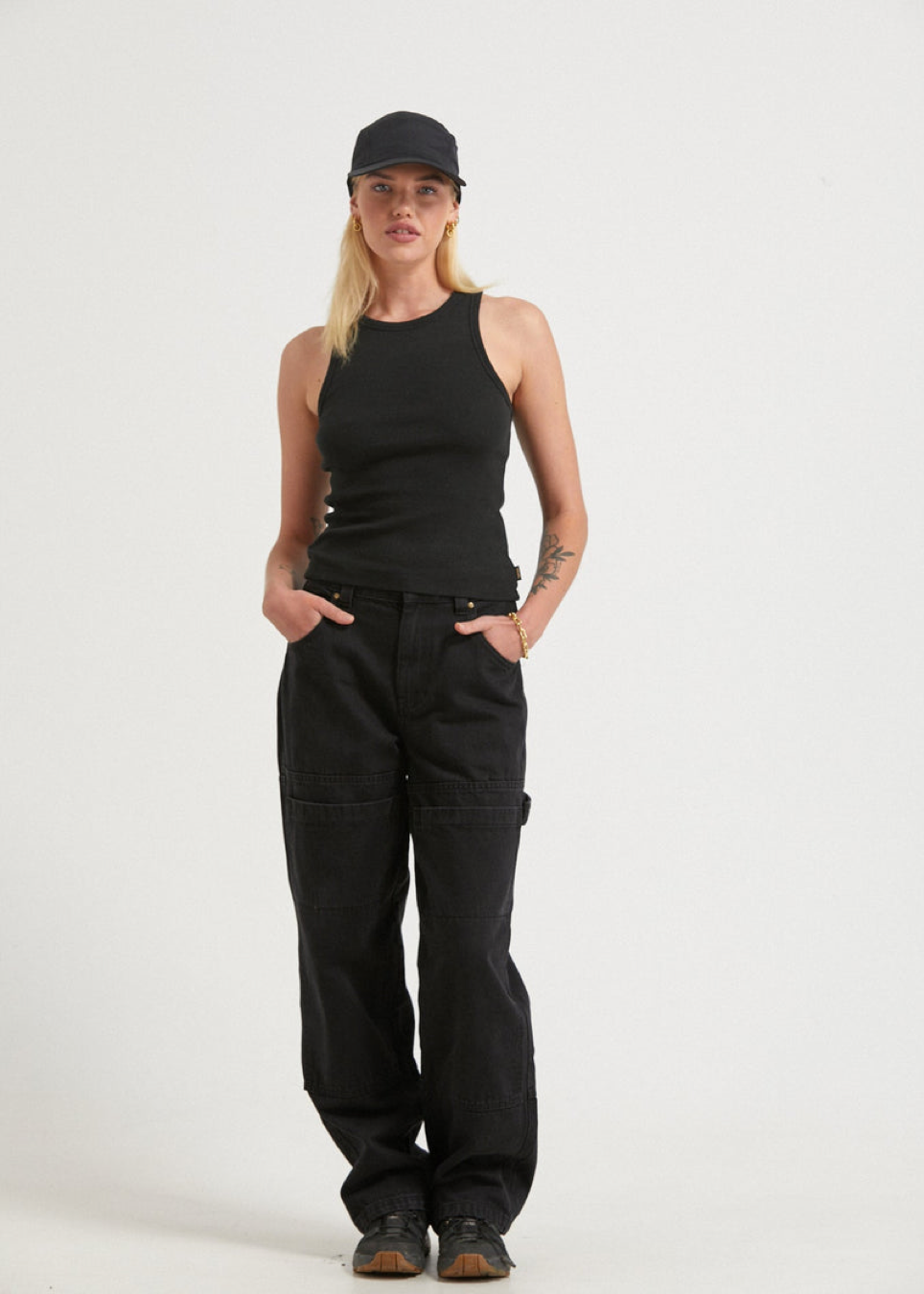 NWT - Afends Lydia - Hemp Ribbed Tank / Black