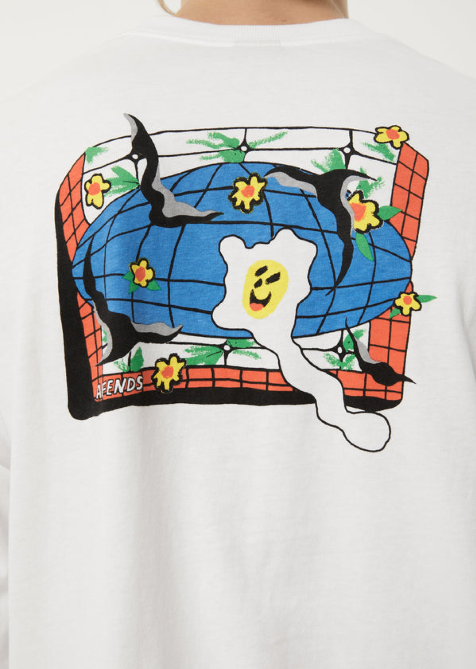 NWT - Afends Globe Recycled Long Sleeve Tee / White