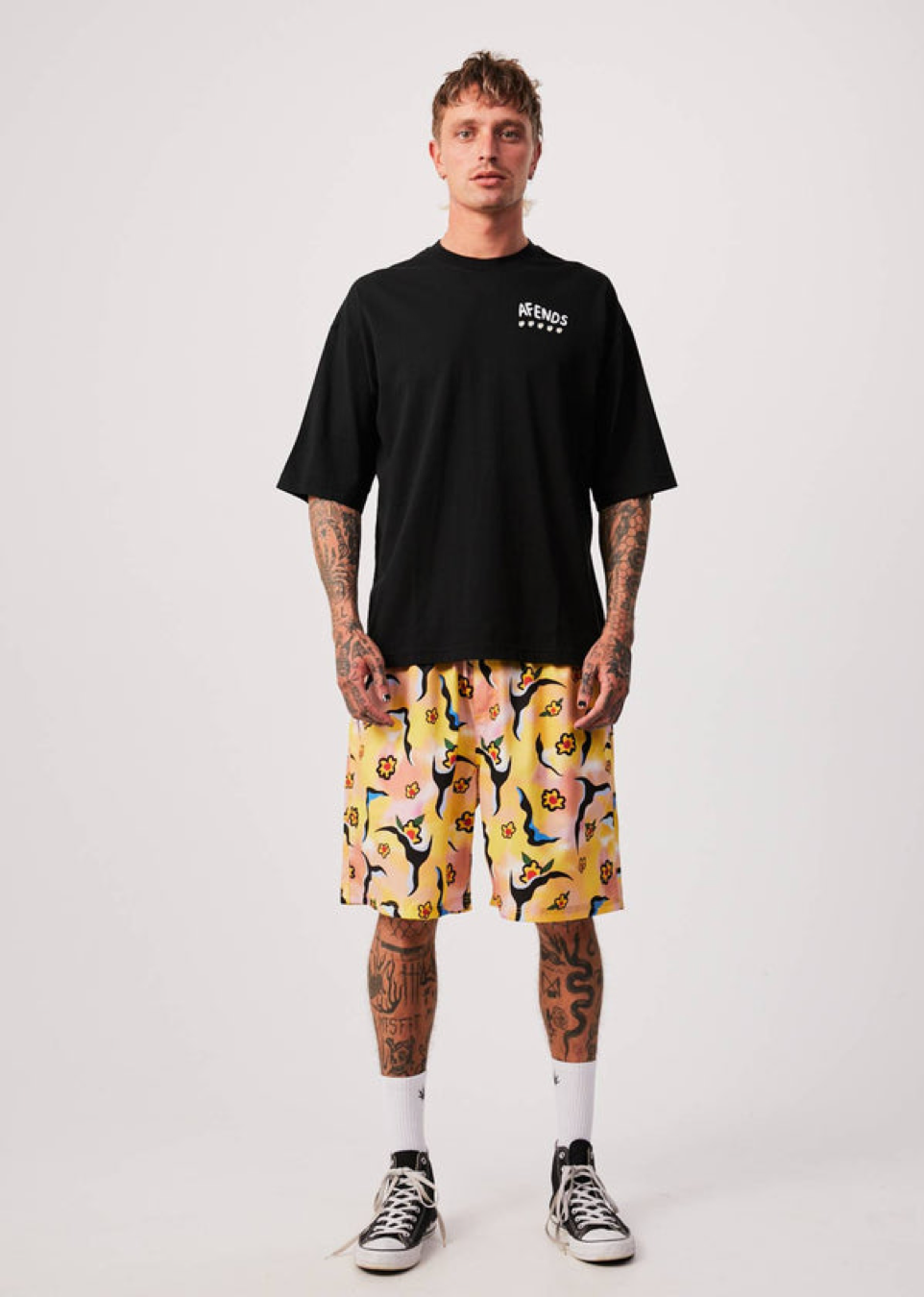 BNWT - Afends Flowers Recycled Oversized T-Shirt / Black