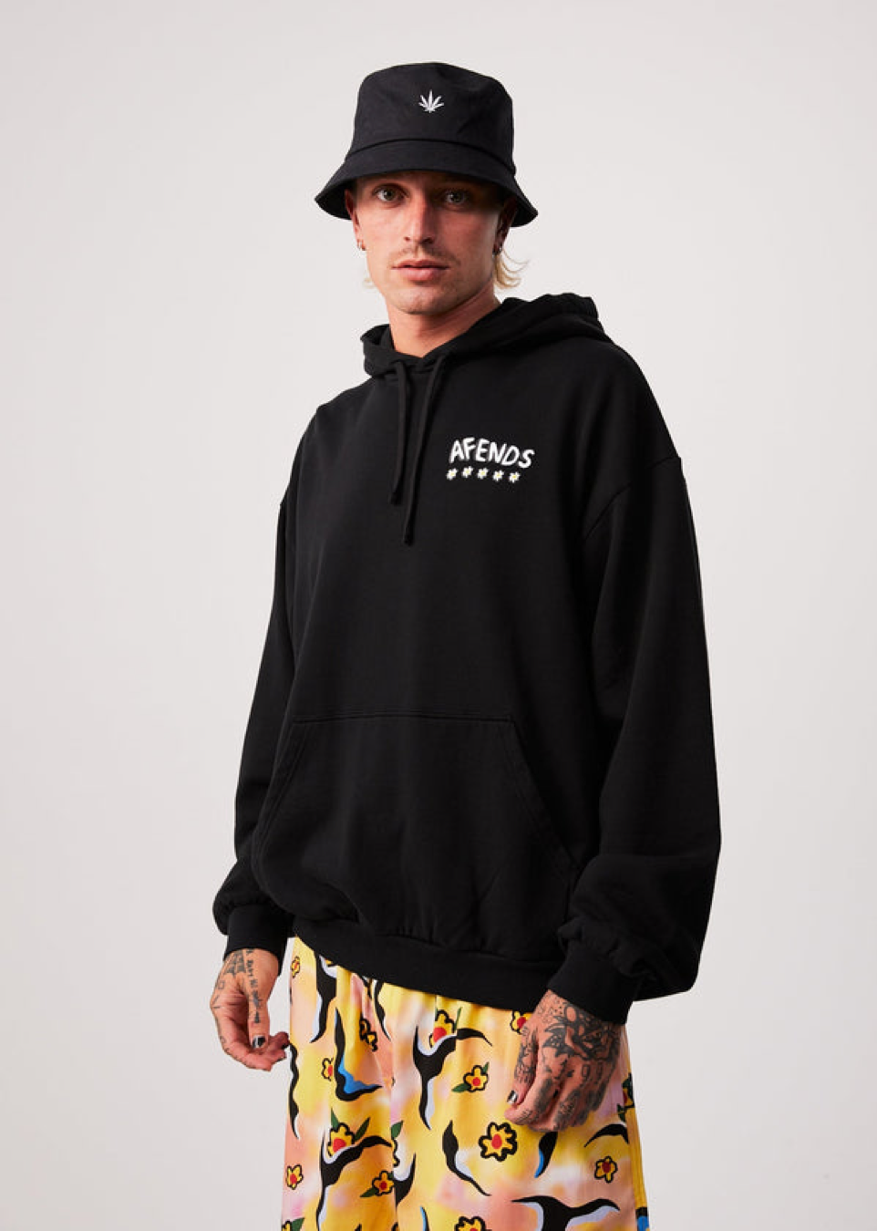 BNWT - Afends Flowers Recycled Hoodie / Black